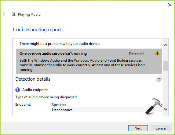 audio services not running windows 7